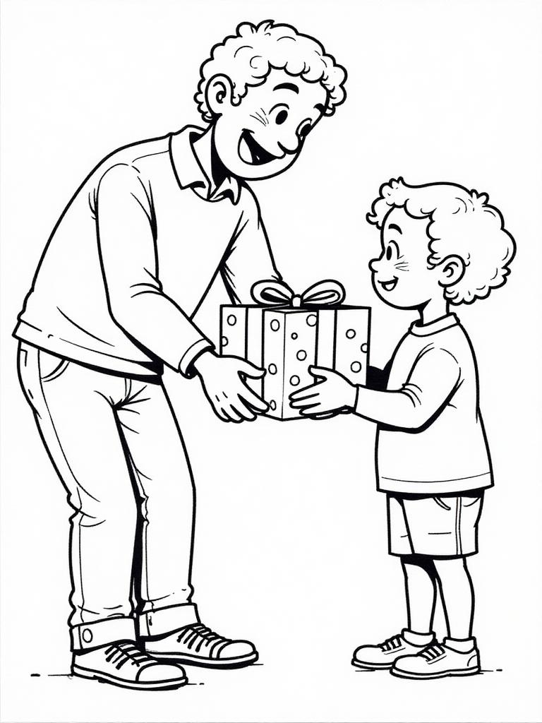 Coloriage donner un colis pour la fAªte des pA¨res A  son pA¨re